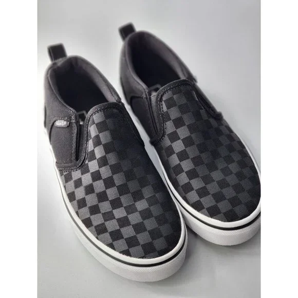 Vans Big Kid's Black Checkerboard Slip-On Sneakers Shoes Size 4 - Picture 7 of 12